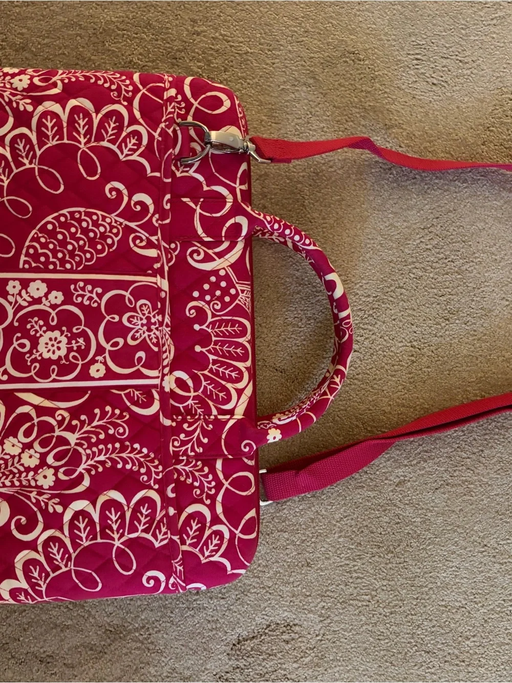 Vera Bradley Raspberry Pink Floral Quilted Laptop Bag